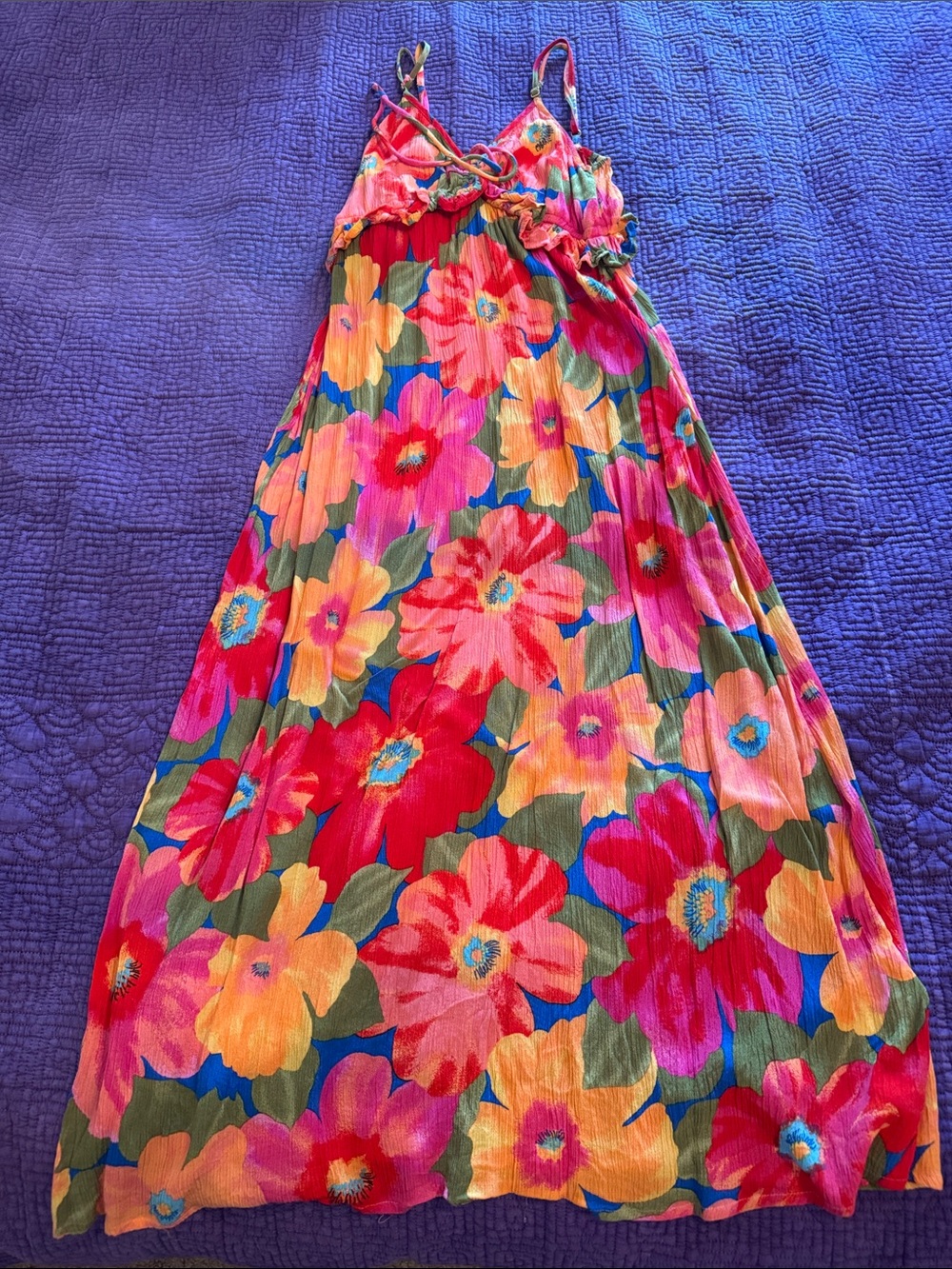 Billabong Pink Red Yellow Floral Maxi Skirt